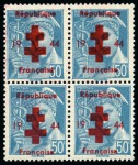 Stamp of France » Libération PROVINS 1M +5M +7M, les 3 en blocs de 4, neuf **/*,