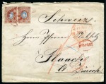 Stamp of Russia » Russia / Soviet Union Collections and Lots 1869-1923 Group of 54 covers addressed to Switzerland including 1869 cover with two 10k cancelled in red
