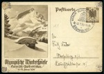 Stamp of Olympics » 1936 Berlin » Documents, Programmes, Tickets, etc. 1936 6pf+4pf Winter Games postal stationery card signed on the reverse by members of the famous India Gold medal winning hockey team