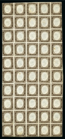 Stamp of Italian States » Sardinia 1855-62 10c Lilac-brown (bruno lilaceo), mint BLOCK OF FIFTY