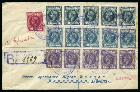 Stamp of Spanish Colonies » Fernando Poo 1904 Registered cover to Germany franked by five 1903