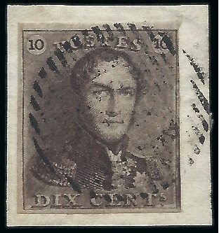 Stamp of Belgium » Belgique. 1849 Epaulettes - Émission COB N°1, 10 cent brun très bien margé sur petit