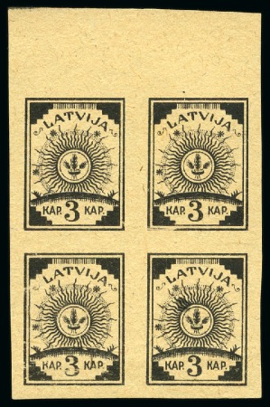 Stamp of Latvia 1919 Forth Issue: Selection of imperforated archival