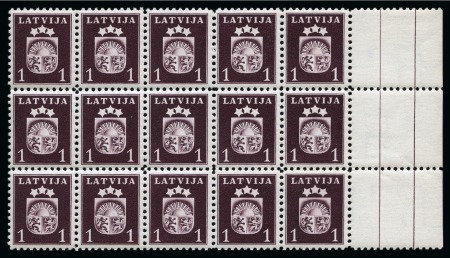 Stamp of Latvia 1940 Coat of Arms 1s dark brown-violet, normal wmk,