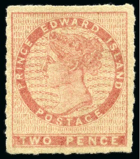 Stamp of Canada » Prince Edward Island 1861 2d Deep Rose on soft yellowish paper ROULETTED, mint og