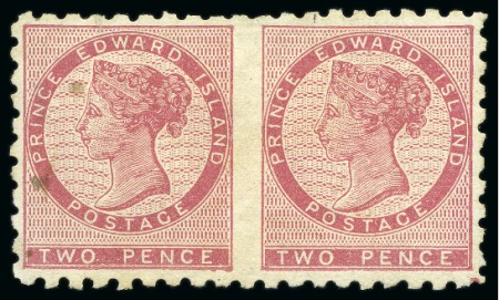 Stamp of Canada » Prince Edward Island 1861 2d Rose IMPERF. BETWEEN horiz. pair, unused