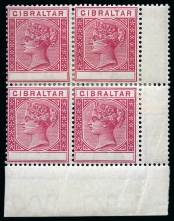 Stamp of Gibraltar 1889-96 10c Carmine with VALUE OMITTED in mint reconstructed