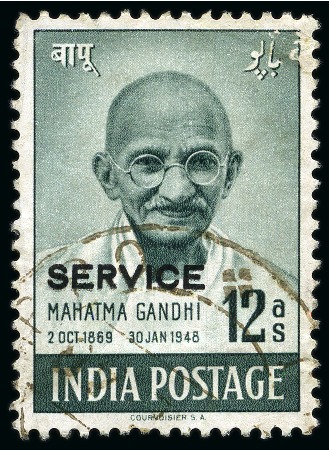 Stamp of India » Officials 1948 Gandhi Official 12a grey-green, used