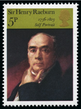 Stamp of Great Britain » Queen Elizabeth II 1973 Paintings 5p with GREENISH YELLOW OMITTED error, mint nh