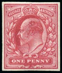 Stamp of Great Britain » King Edward VII » 1902-10 De La Rue Issues 1902-10 1d Imperforate colour trial in carmine-red