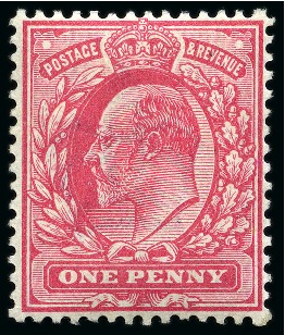 Stamp of Great Britain » King Edward VII » 1902-10 De La Rue Issues 1902-10 1d Perforated colour trial in dull rose