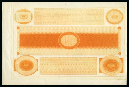 Stamp of Great Britain » Line Engraved Essays, Plate Proofs, Colour Trials and Reprints 1935 E. D. Bacon reprint of the 1840 background trial essay printed in orange on white wove paper from the original plate
