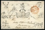 Stamp of Great Britain » 1840 Mulreadys & Caricatures 1840 (Oct 22) Fores's no.4 "Hunting" Mulready caricature envelope sent from Windsor