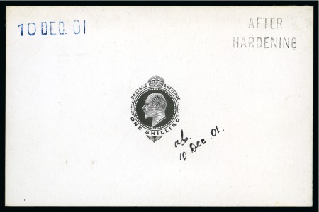 Stamp of Great Britain » King Edward VII » 1902-10 De La Rue Issues 1902-10 De La Rue 1s die proof of the head plate in black on white glazed card