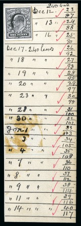 Stamp of Great Britain » King Edward VII » 1902-10 De La Rue Issues 1902-10 De La Rue 1d die proof in black on white glazed card, stamp-size, affixed to striking book piece