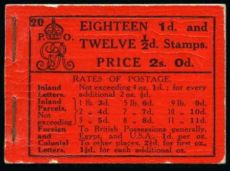 Stamp of Great Britain » Booklets 1913 2s Booklet, edition no.20, complete