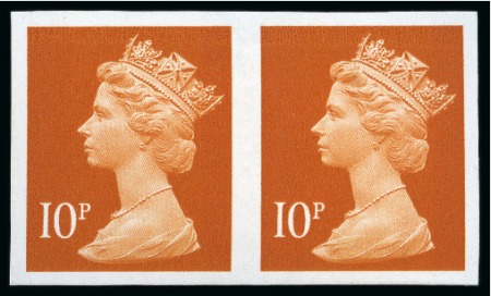 Stamp of Great Britain » Queen Elizabeth II 1997 10p Dull Orange (NFCP/PVA, two bands blue fluorescence) mint nh imperforate pair