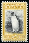 Stamp of Falkland Islands 1933 Centenary 5s black and yellow mint og, very fine