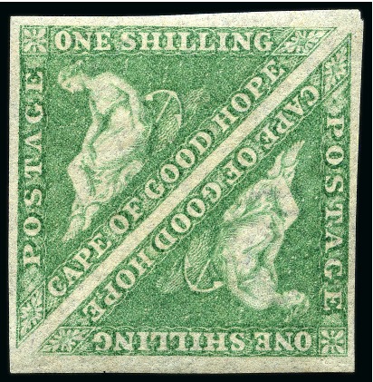 Stamp of South Africa » Cape of Good Hope 1863-64 1s Bright Emerald-Green mint pair with good to large margins