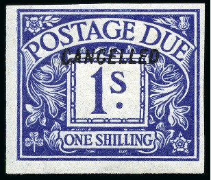 Stamp of Great Britain » Postage Dues 1914 1s Postage due imperforate colour trials et of fourteen, each overprinted "CANCELLED" type 28