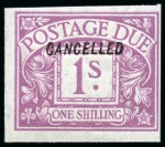 Stamp of Great Britain » Postage Dues 1914 1s Postage due imperforate colour trials et of fourteen, each overprinted "CANCELLED" type 28