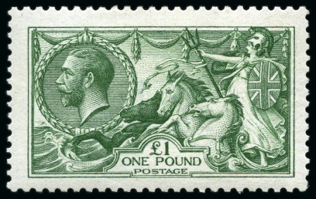 Stamp of Great Britain » King George V » 1913-19 Seahorse Issues 1913 Waterlow £1 green Seahorse mint