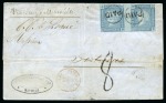Stamp of Mauritius » 1859 Lapirot Issue » Retouched Plate THE UNIQUE 'MAURITUS' ERROR COVER: 1859 Lapirot 2d blue horizontal pair both from the RETOUCHED PLATE, position 9 showing the UNIQUE 'MAURITUS' for MAURITIUS error