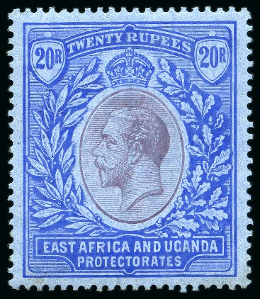 Stamp of Kenya, Uganda and Tanganyika » Kenya, Uganda and Tanganyika 1912-21 20R Purple & Blue on blue mint og