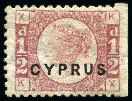 Stamp of Cyprus » Overprinted Stamps of Great Britain 1880 1/2d Rose PLATE 19 unused