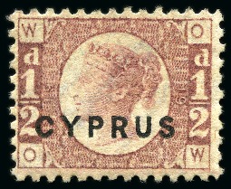 Stamp of Cyprus » Overprinted Stamps of Great Britain 1880 1/2d Rose PLATE 19 unused
