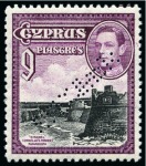 Stamp of Cyprus » King George VI Issues Onwards 1938-51 Pictorials mint nh set of 16 with SPECIMEN perfins, very fine