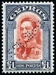 Stamp of Cyprus » King George VI Issues Onwards 1938-51 Pictorials mint nh set of 16 with SPECIMEN perfins, very fine
