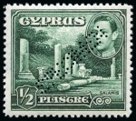 Stamp of Cyprus » King George VI Issues Onwards 1938-51 Pictorials mint nh set of 16 with SPECIMEN perfins, very fine