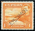 Stamp of Cyprus » King George VI Issues Onwards 1938-51 Pictorials mint nh set of 16 with SPECIMEN perfins, very fine