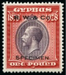 Stamp of Cyprus » King George V Issues 1928 50th Anniversary of British Rule set of 10 perforated printer's samples in unissued colours with "B. W. & Co. / SPECIMEN." hs