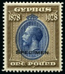 Stamp of Cyprus » King George V Issues 1928 50th Anniversary of British Rule mint hr set of 10 with SPECIMEN overprint