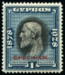 Stamp of Cyprus » King George V Issues 1928 50th Anniversary of British Rule mint hr set of 10 with SPECIMEN overprint