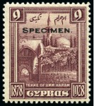 Stamp of Cyprus » King George V Issues 1928 50th Anniversary of British Rule mint hr set of 10 with SPECIMEN overprint