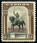 Stamp of Cyprus » King George V Issues 1928 50th Anniversary of British Rule mint hr set of 10 with SPECIMEN overprint