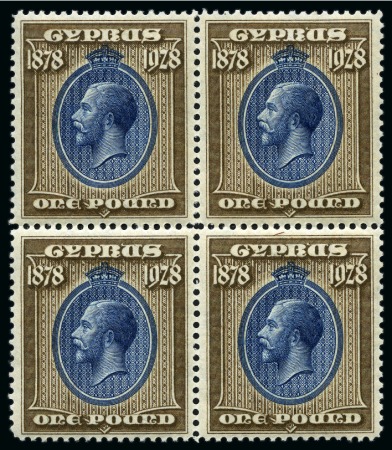 Stamp of Cyprus » King George V Issues 1928 50th Anniversary of British Rule mint set of 10 in blocks of four