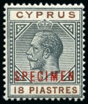 Stamp of Cyprus » King George V Issues 1912-15 Wmk Multi CA mint set of 11 with SPECIMEN overprint