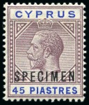 Stamp of Cyprus » King George V Issues 1912-15 Wmk Multi CA mint set of 11 with SPECIMEN overprint