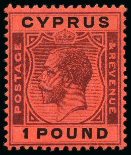 Stamp of Cyprus » King George V Issues 1924-28 Wmk Multi CA £1 purple & black on red mint hr
