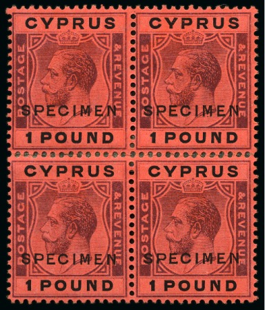 Stamp of Cyprus » King George V Issues 1924-28 Wmk Multi CA & Script CA set of 21 to £1 with SPECIMEN overprint in reconstructed blocks of four