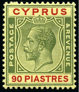 Stamp of Cyprus » King George V Issues 1924-28 Wmk Multi CA & Script CA mint group from 1/4pi to 90pi, with several of each value incl. four 90pi