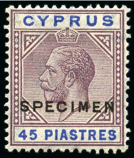 Stamp of Cyprus » King George V Issues 1921-23 Wmk Script CA 10pa to 45pi mint set of 15 with SPECIMEN overprints