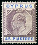 Stamp of Cyprus » King Edward VII Issues 1902-04 Wmk CA 1/2pi to 45pi mint group with at least two of each value incl. shades