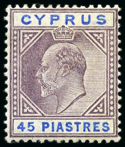 Stamp of Cyprus » King Edward VII Issues 1902-04 Wmk CA 1/2pi to 45pi mint group with at least two of each value incl. shades