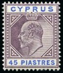 Stamp of Cyprus » King Edward VII Issues 1902-04 Wmk CA 1/2pi to 45pi mint group with at least two of each value incl. shades