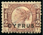 Stamp of Cyprus » Overprinted Stamps of Great Britain 1880 1/2d Rose pl.15 mint/unused group of 5 with two mint and three unused, fine